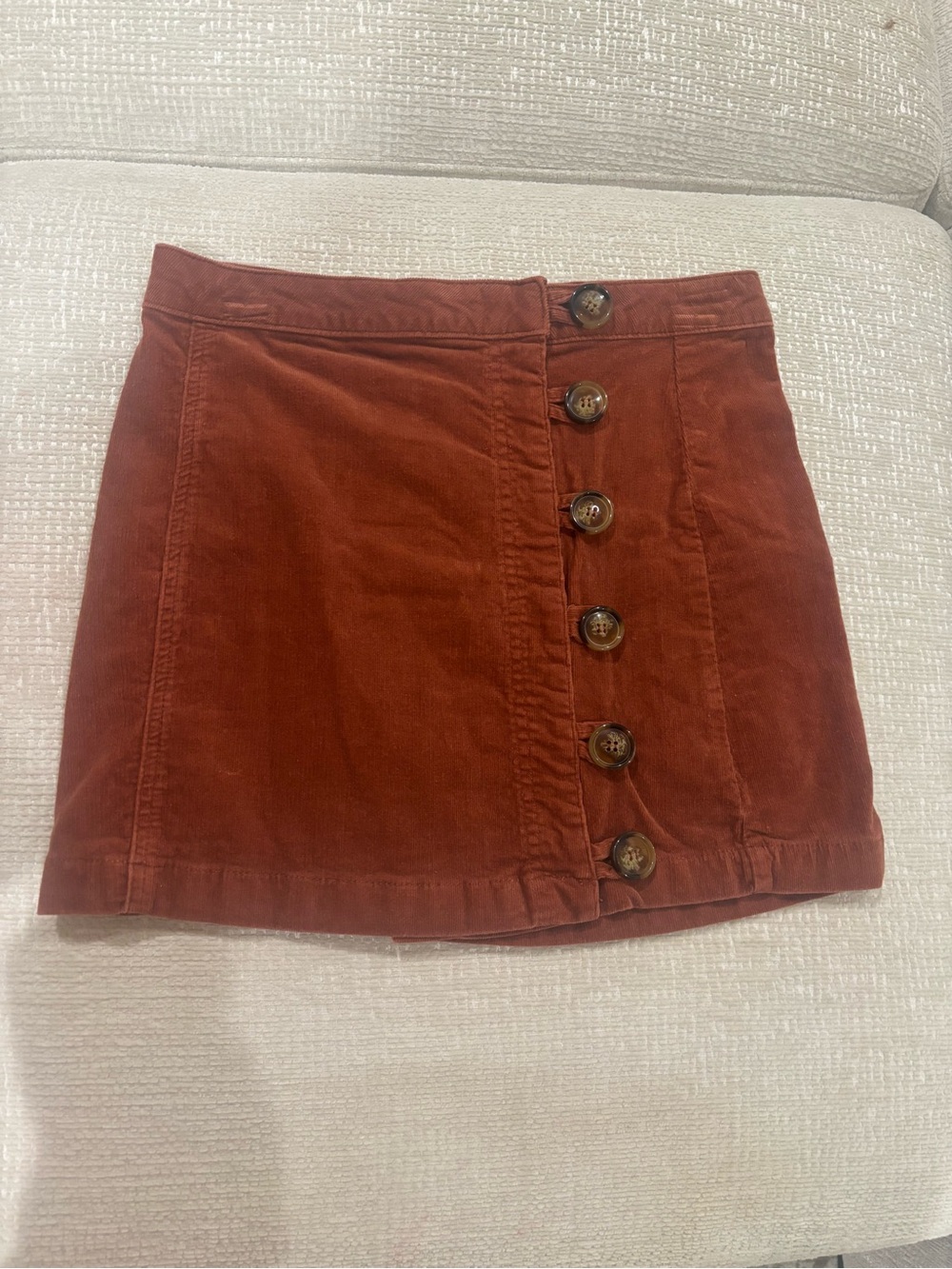 By Together Burnt Orange Corduroy Button-Front Mini Skirt